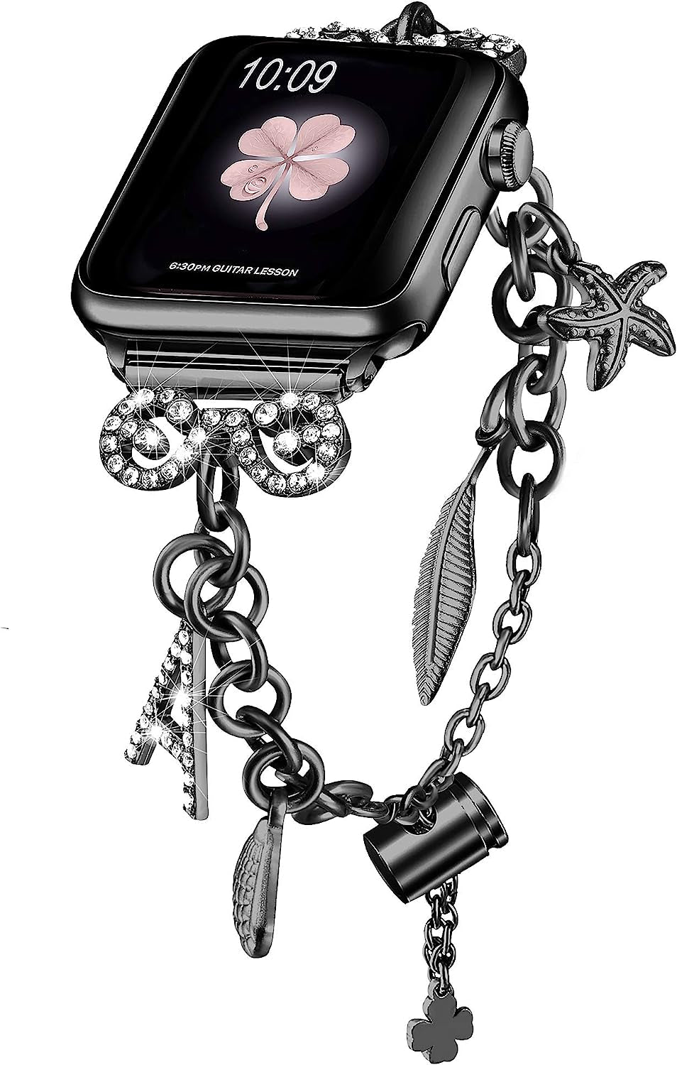Secbolt Bling Bands Compatible with Apple Watch Bands 38Mm 40Mm 41Mm 42Mm 44Mm 45Mm Iwatch Series 8/7/6/5/4/3/2/1/SE, Women'S Interchangeable Charms Adjustable Bracelet  Secbolt Black 38mm/40mm/41mm 