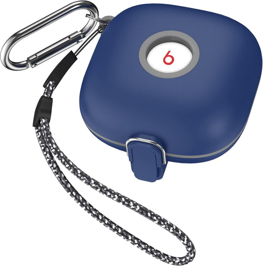 QIUDAOY for Beats Fit Pro Case with Secure Lock, Hard Shell Protective Case Cover for Beats Fit Pro Earbuds with Keychain/Lanyard Accessories, Silicone+Pc Full Skin Protector for Beats Fit Pro (Blue)  QIUDAOY   