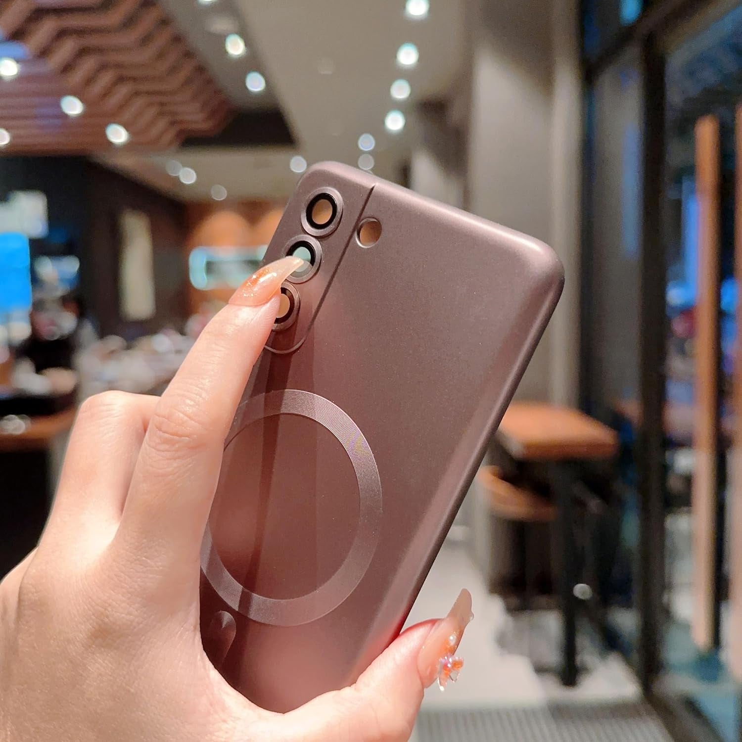 Phylla Samsung Galaxy S21+ plus Phone Case [Compatible with Magsafe] [Full Camera Protection Slim] Luxury Magnetic Solid Color Cover Soft Silicone Bumper for Galaxy S21 plus 5G 6.7" (Blackish Green)  phylla\1   