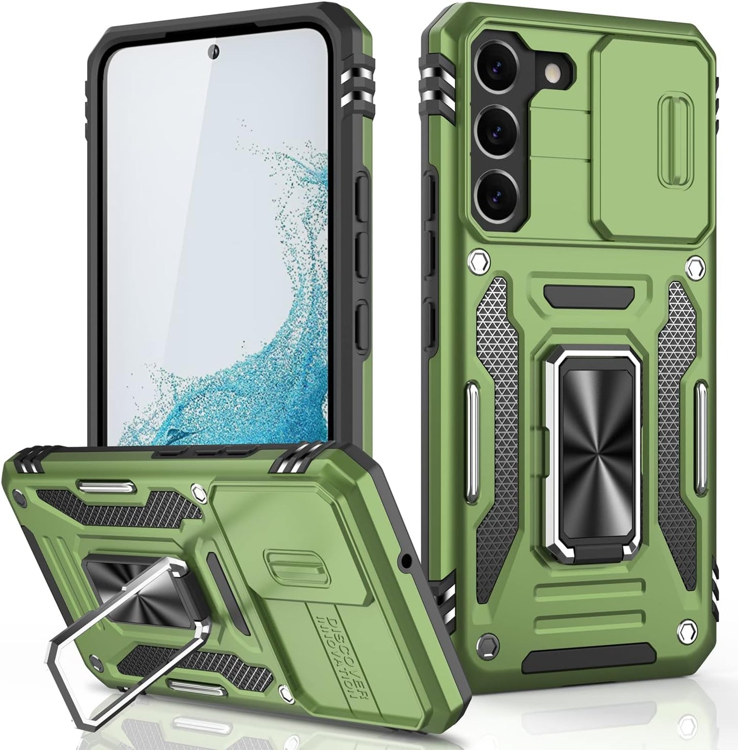 LUMARKE Galaxy S22 plus Case with Camera Cover,Samsung S22 plus Cover Pass 16Ft Drop Test Military Grade Heavy Duty Protective Phone Case with Kickstand for Samsung Galaxy S22 plus Black  LUMARKE Olive Green Galaxy S22 Plus 6.6''-M 