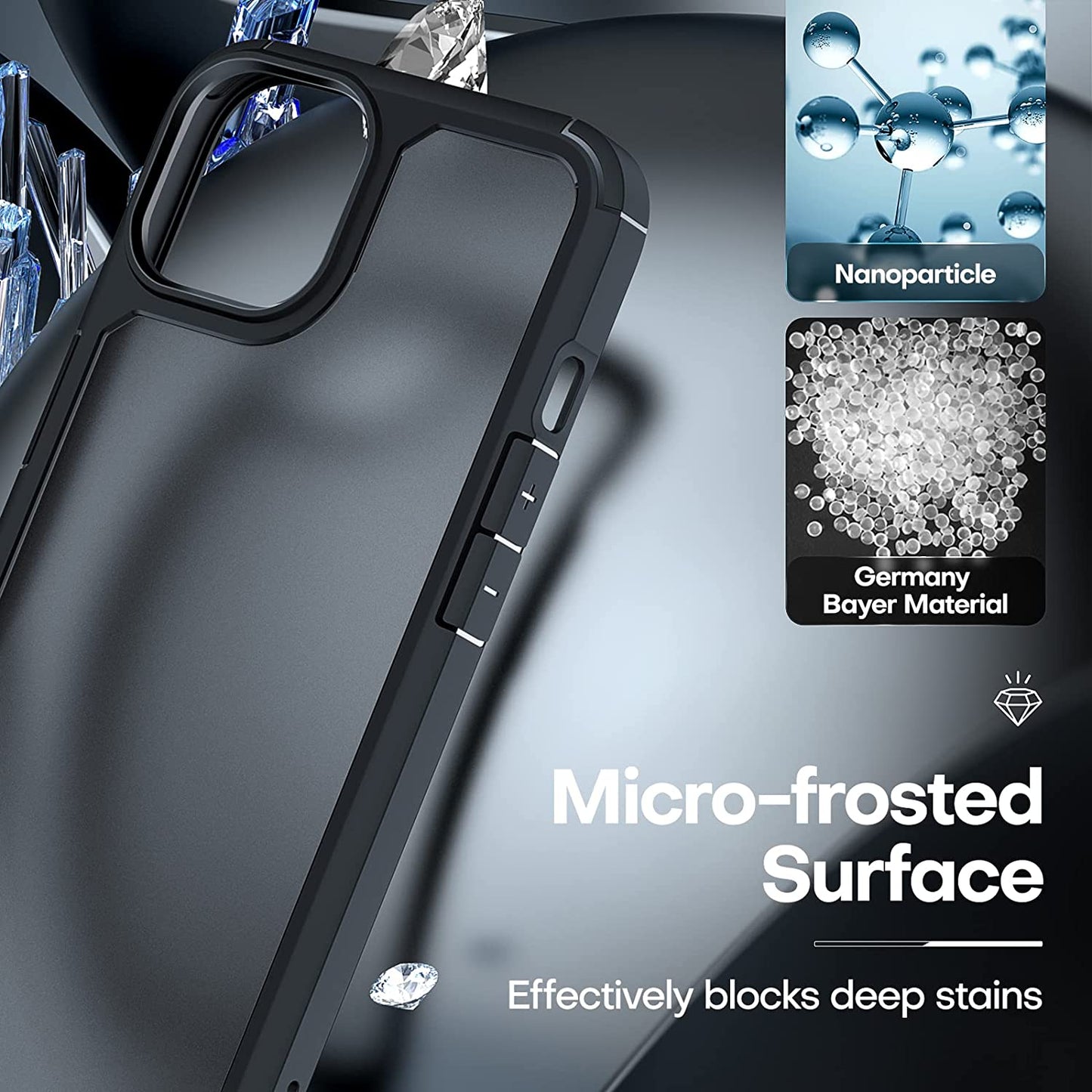 TAURI 5 in 1 for Iphone 14 Case, [Not Yellowing] with 2 Tempered Glass Screen Protectors + 2 Camera Lens Protectors [Military Grade Protection] Shockproof Slim Phone Case 6.1 Inch, Matteblack  TAURI   