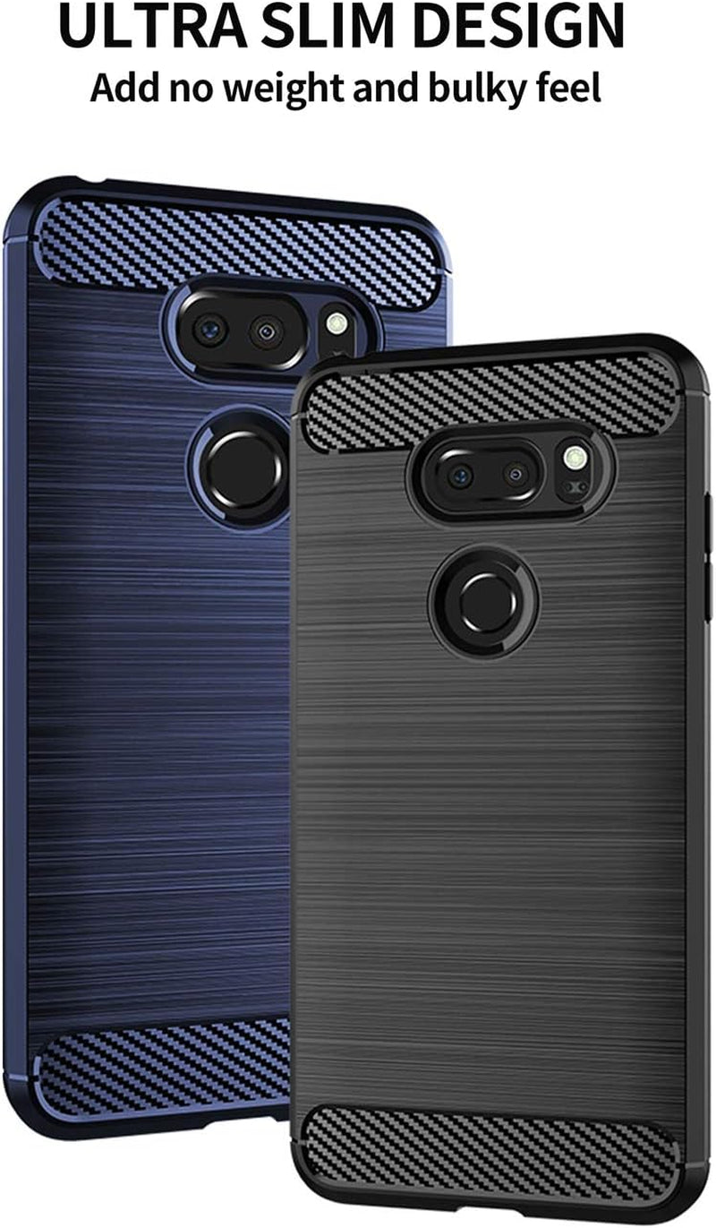KEEPCA for LG V30 Case,Slim Thin Soft Silicone TPU Rubber Anti-Scratch Shockproof Carbon Fiber Protective Cases Cover for LG V35 Thinq,Brushed Black  KEEPCA   