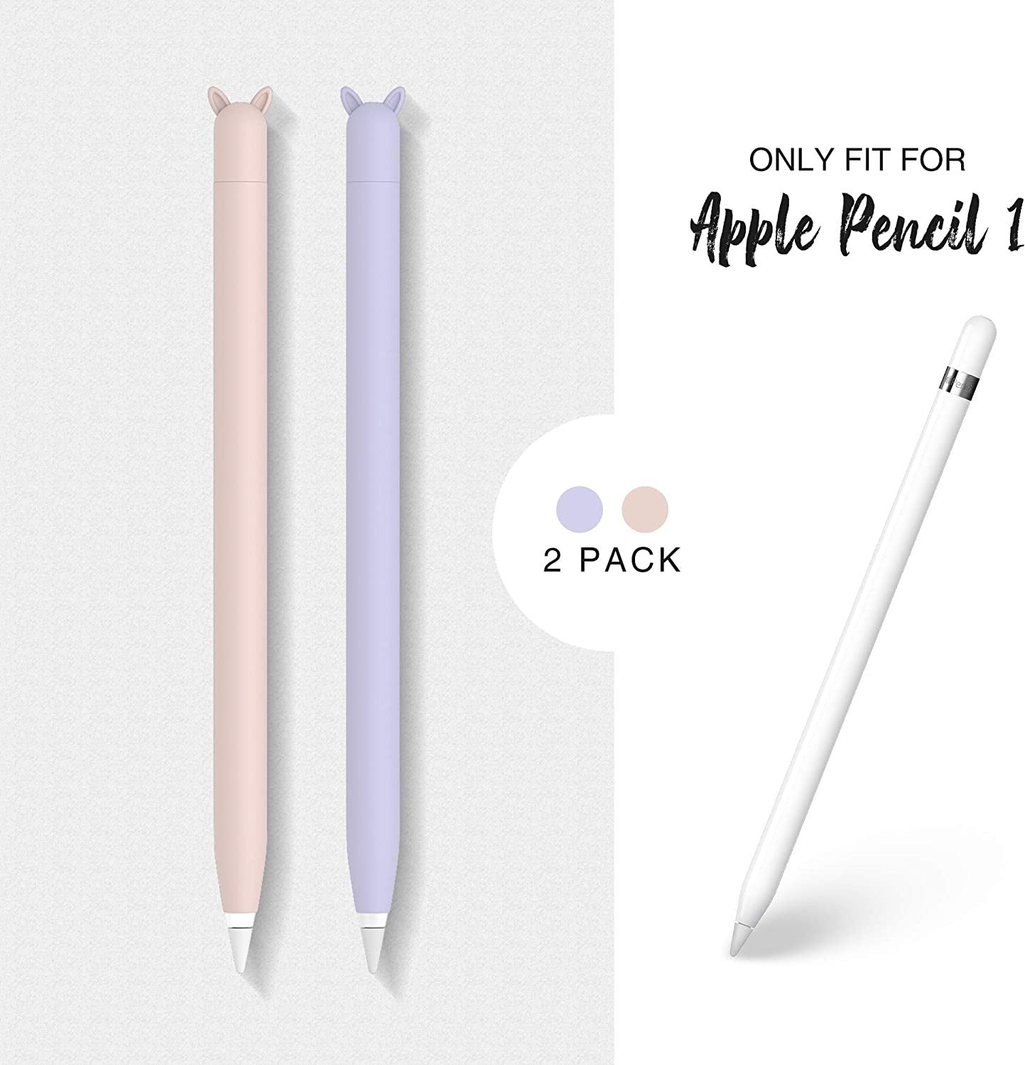 2 Pack Cute Case for Apple Pencil 1St Gen for Apple Pencil Accessories Cover , Soft Silicone Sleeve Cover Accessories Compatible for Ipad Pro 9.7"/10.5"/12.9" (Pink & Purple)  Litumfen   
