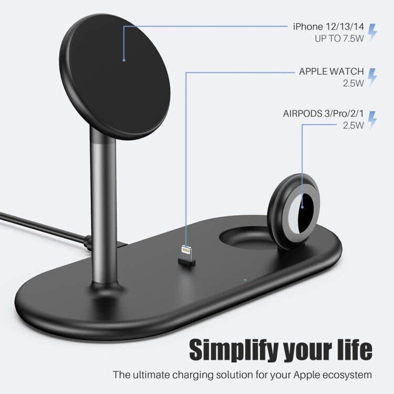 3-In-1 Wireless Charging Station for Apple Devices - Fast Wireless Charger Stand Compatible with Magsafe Charger for Iphone 14/13/12 Series, Apple Watch Ultra 8/7/SE/6/5/4/3, Airpods 3/Pro/2/1  ShenZhen ChengGuo Electronics Co.,Ltd   