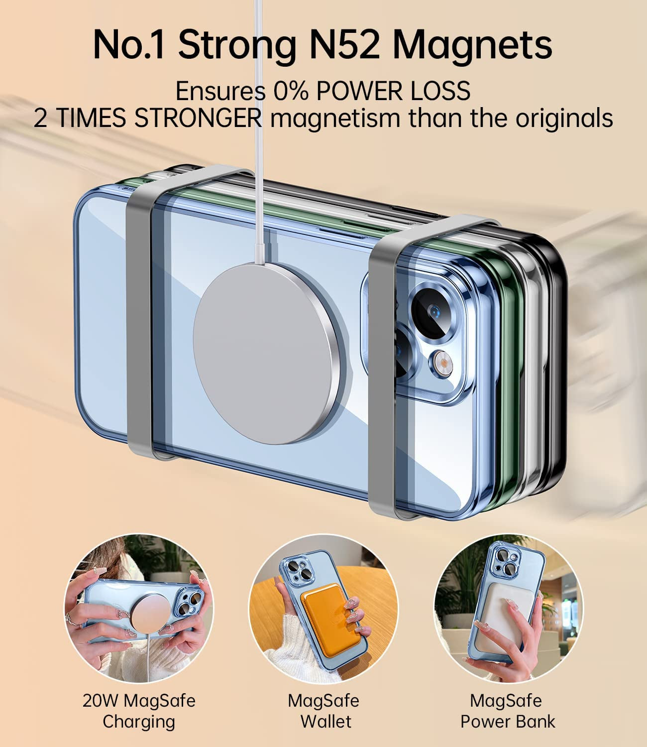 JUESHITUO Magnetic Matallic Glossy Clear for Iphone 14 plus Case with Full Camera Cover Protection [No.1 Strong N52 Magnets] [Military Grade Drop Protection] for Women Girls Phone Case (6.7")-Blue  JUESHITUO   