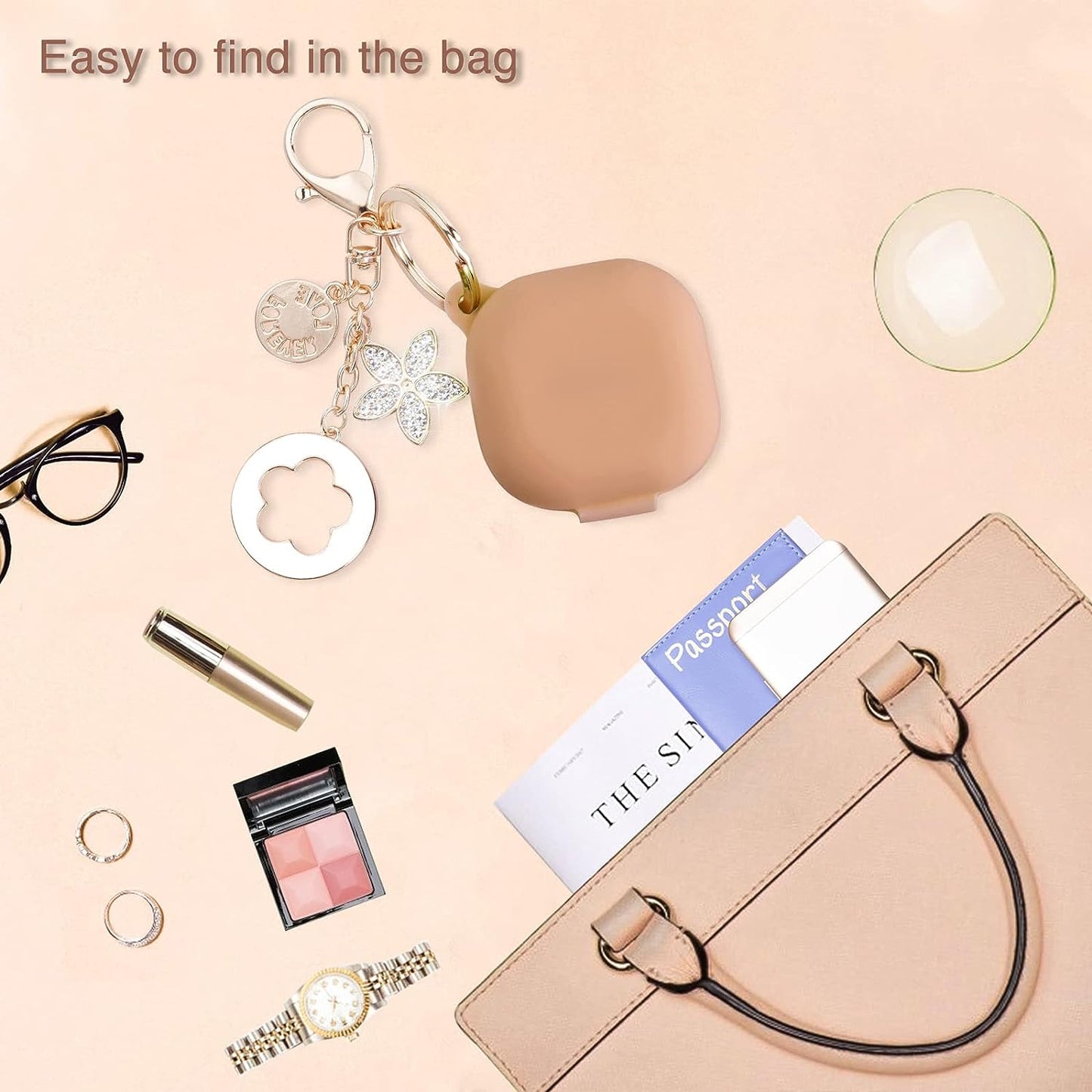 OLEBAND Galaxy Buds 2 Pro 2022/Galaxy Buds 2/Pro Case 2021/Galaxy Buds Live 2020 Case Cover,Soft Silicone Protective Cover with Cute Keychain Accesories,For Women and Girls,Milk Tea  OLEB   