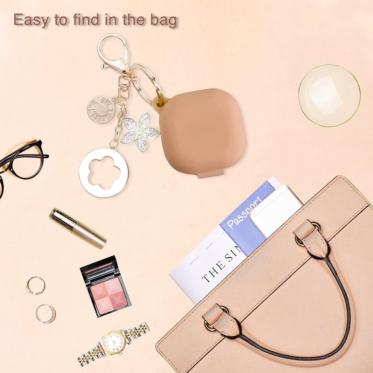 OLEBAND Galaxy Buds 2 Pro 2022/Galaxy Buds 2/Pro Case 2021/Galaxy Buds Live 2020 Case Cover,Soft Silicone Protective Cover with Cute Keychain Accesories,For Women and Girls,Milk Tea  OLEB   