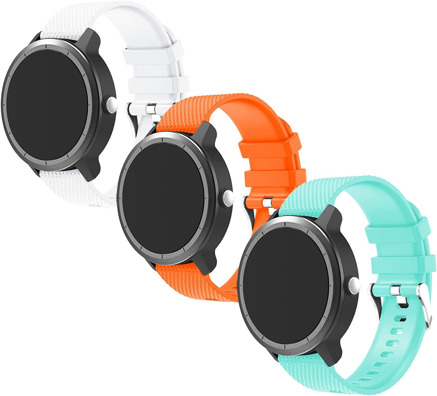 Anrir Vivoactive 3 Watch Band, 20Mm Silicone Bands for Garmin Vivoactive 3/Forerunner 645 Music/Samsung Galaxy 42Mm/Galaxy Watch 3 41Mm/Galaxy Watch Active 2 40Mm/44Mm-Black  BIGTANG White+Light Green+Orange  