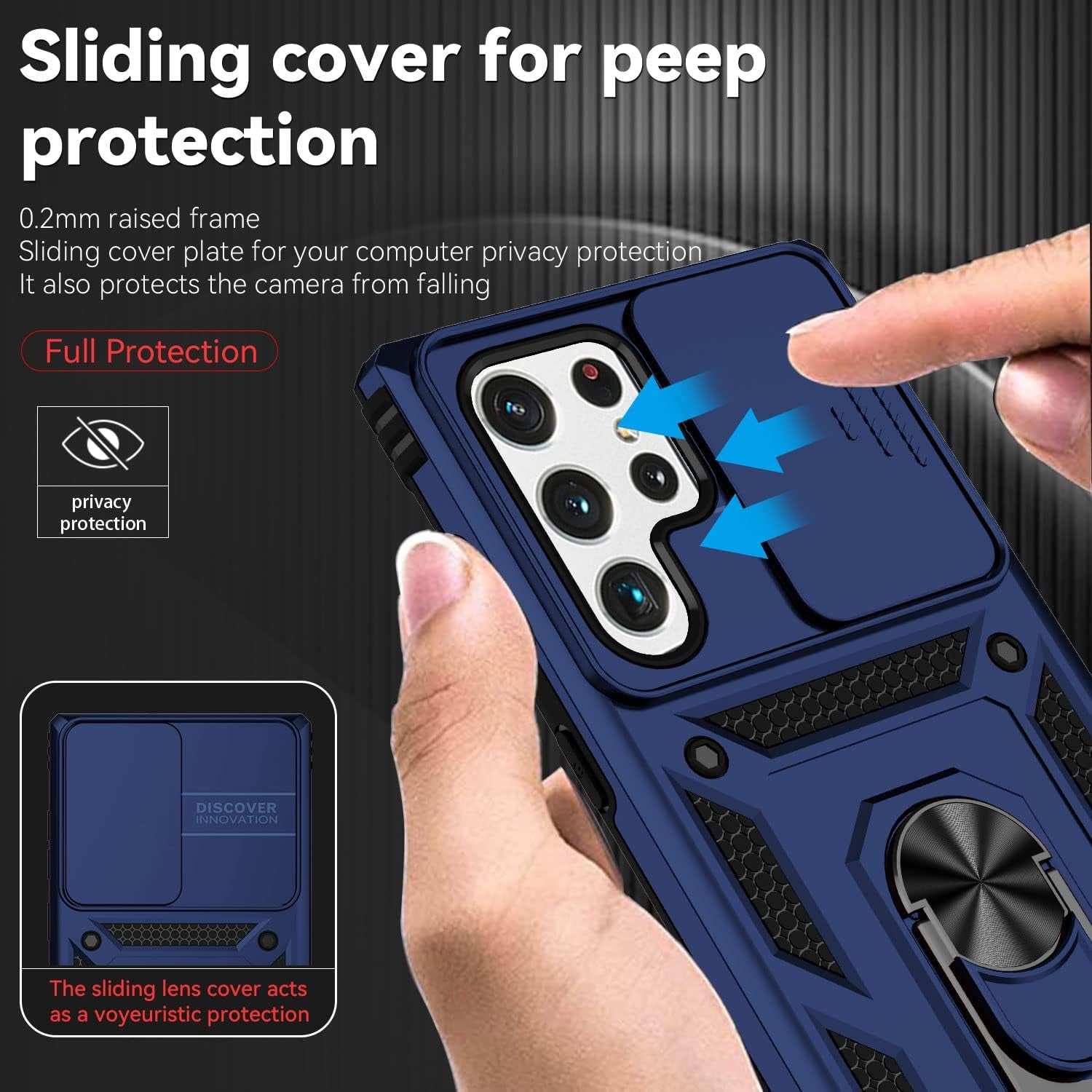 S22 Ultra Case,Samsung Galaxy S22 Ultra Case,With Camera Cover,[Military Grade] 16Ft.Drop Tested Cover with Magnetic Kickstand Protective Case for Galaxy S22 Ultra 6.8 Inch Blue  SKMY   