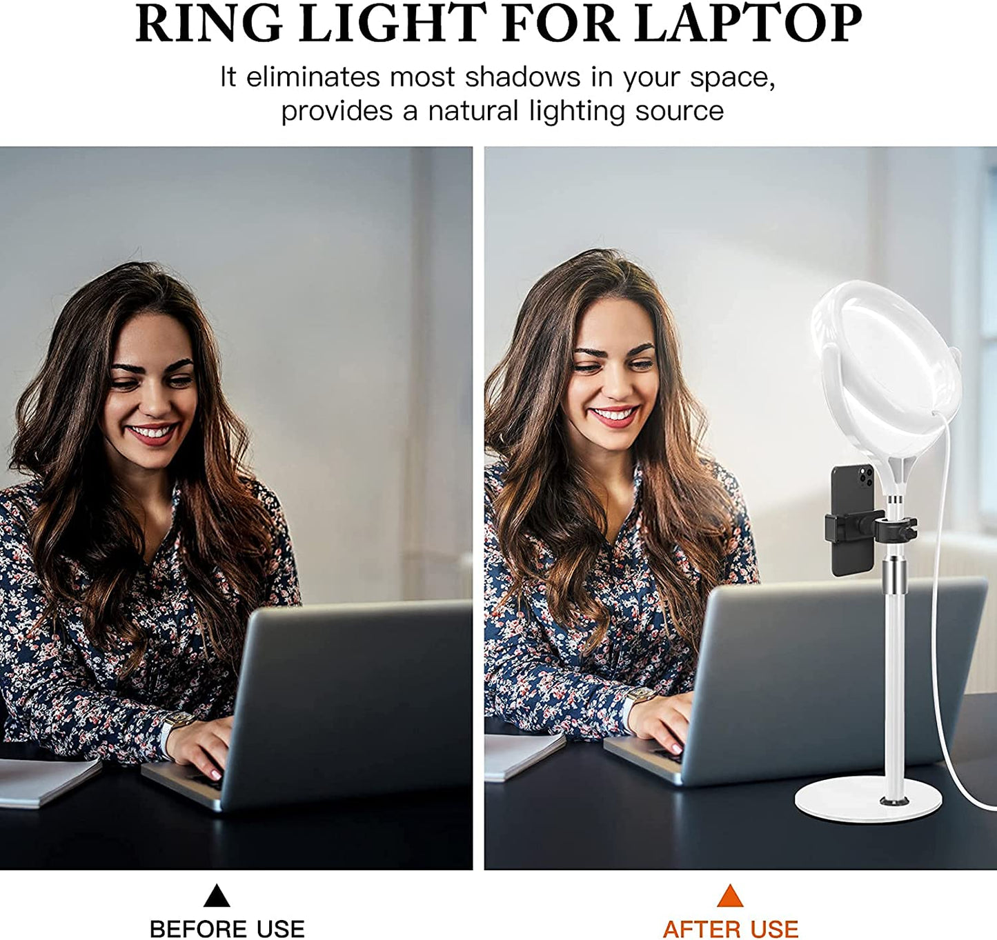 Video Conference Lighting Kit for Zoom Meeting, Desktop Ring Light with Stand for Laptop/Computer/Monitor/Webcam/Iphone, Selfie Circle Light for Zoom Calls/Online Virtual Meeting/Office Video Calls  Yarrashop   