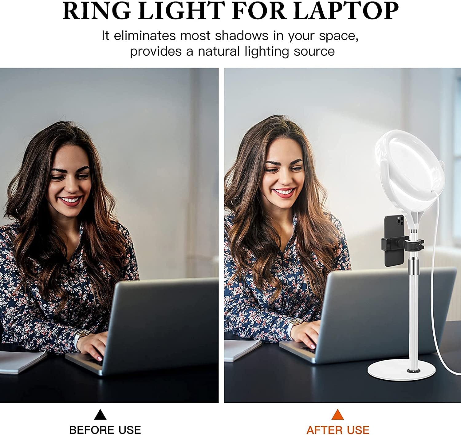 Video Conference Lighting Kit for Zoom Meeting, Desktop Ring Light with Stand for Laptop/Computer/Monitor/Webcam/Iphone, Selfie Circle Light for Zoom Calls/Online Virtual Meeting/Office Video Calls  Yarrashop   