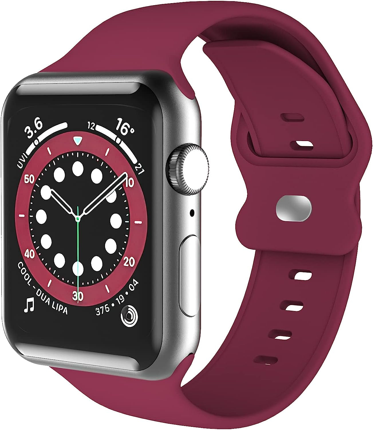 Upgrade Bands Compatible with Apple Watch Band 42Mm 44Mm 45Mm for Women Men-Soft Silicone Replacement Sport Watch Strap for Iwatch SE Series 7 6 5 4 3 2 1-Wristband  Gleiven Wine Red 42 mm/44 mm/45 mm 