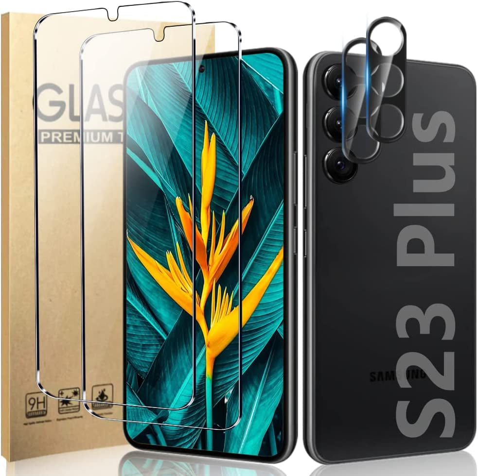 [2+2 Pack] Galaxy S20 Ultra Screen Protector and Camera Lens Protector,Fingerprint Unlock,3D Full Coverage,For Samsung Galaxy S20 Ultra (6.9 Inch) 9H Hardness Tempered Glass Screen Protector  OuYteu S23 Plus Glass Screen Protector  