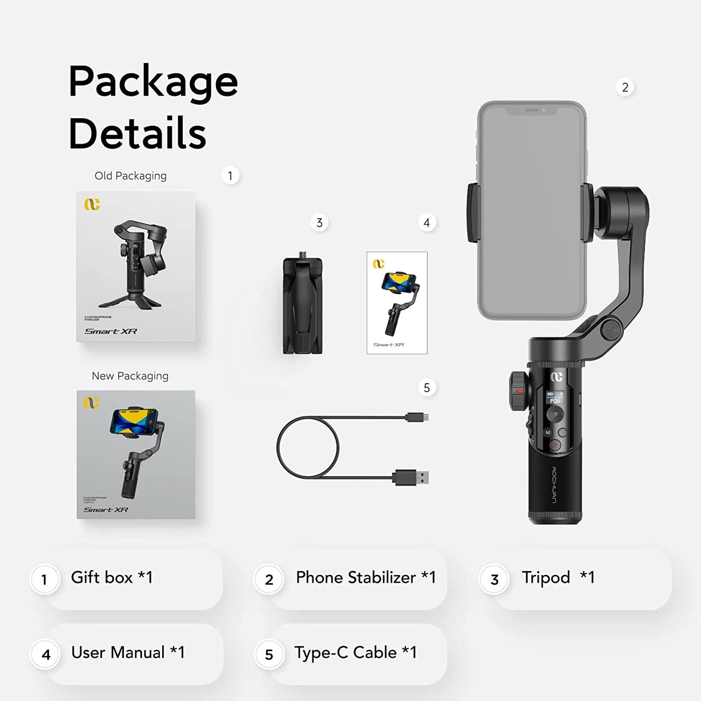 Gimbal Stabilizer for Smartphone Smart Xpro and Smart XR  AOCHUAN   