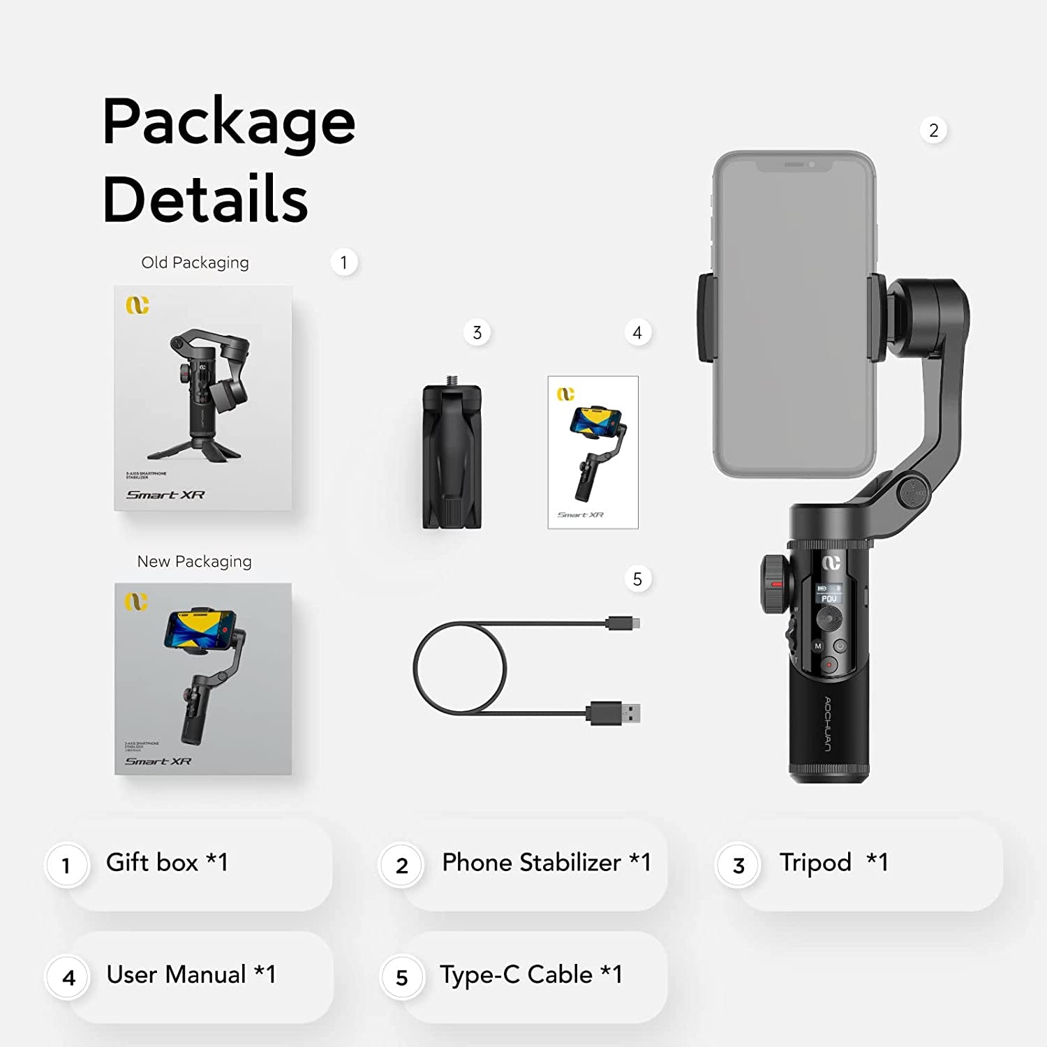 Gimbal Stabilizer for Smartphone Smart Xpro and Smart XR  AOCHUAN   