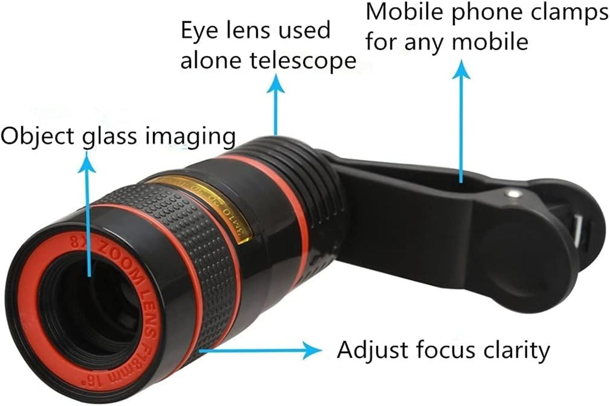 YASEZ Universal 8X Zoom Optical Phone Telescope Portable Mobile Phone Telephoto Camera Lens for Smartphone  wangyuanjing   