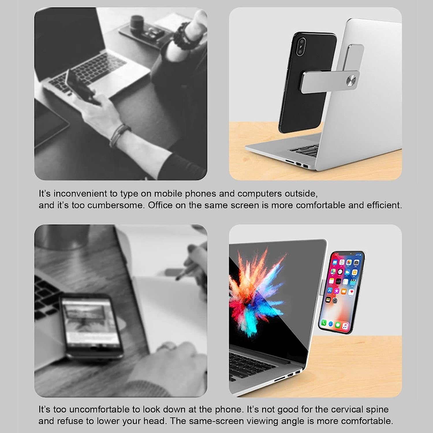 Buachois Magnetic Magnetic Laptop Phone Holder Adjustable Side Mount Clip Laptop Expansion Stand for Smartphone Office and Home  Buachois   