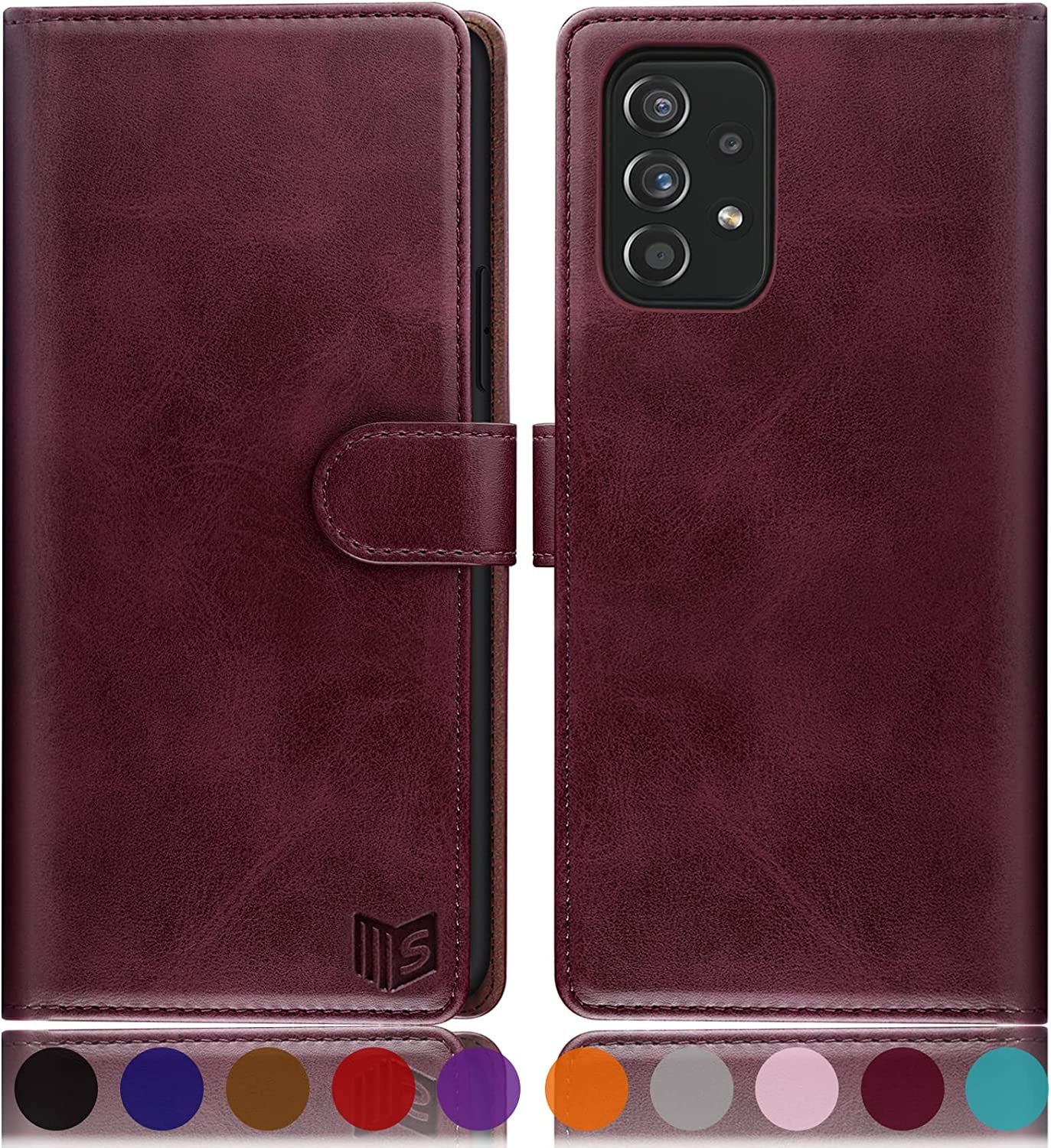 SUANPOT for Samsung Galaxy A53 5G Leather Wallet Case with RFID Credit Card Holder Flip Folio Book Phone Case Shockproof Cover for Women Men for Samsung A53 Case Wallet Light Brown  SUANPOT Wine Red  