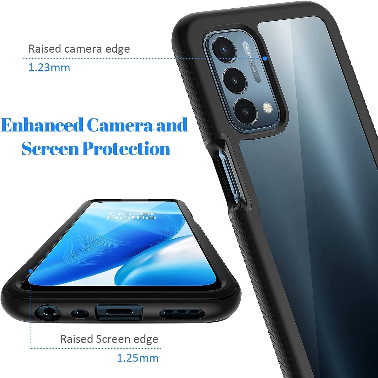 Seacosmo Case for Oneplus Nord N200 5G, Full Body Shockproof Cover [With Built-In Screen Protector] Slim Fit Bumper Protective Case for 1+ Nord N200 5G, Black/Clear  seacosmo   