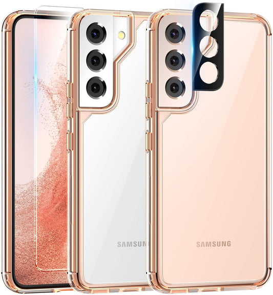 TAURI [5 in 1] Shockproof Designed for Samsung Galaxy S22 Case 5G 6.1 Inch, with 2 Pack Tempered Glass Screen Protector + 2 Pack Camera Lens Protector [Military Grade Protection] Slim Thin Cover  TAURI   