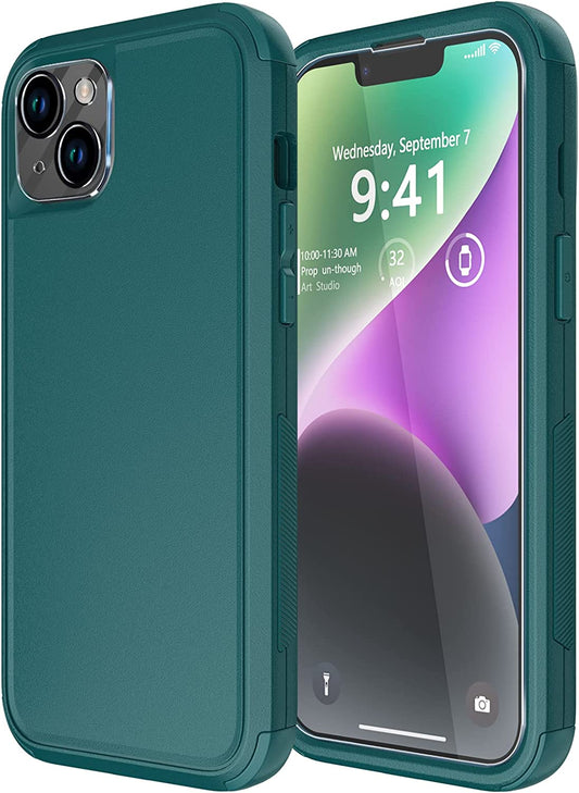Diverbox Designed for Iphone 14 plus Case with Screen Protector Camera Lens Cover Heavy Duty Shockproof Shock-Resistant Cases for Apple Iphone 14 plus Phone 6.7 Inch (Dark Green)  Diverbox   
