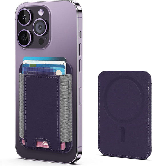GANSBOL Magnetic Phone Wallet with Magsafe, Magnetic Magsafe Leather Wallet for Iphone 12/13/14 Series, Card Wallet Holder for Apple Magsafe, Fit 10 Cards, Deep Purple  GANSBOL   