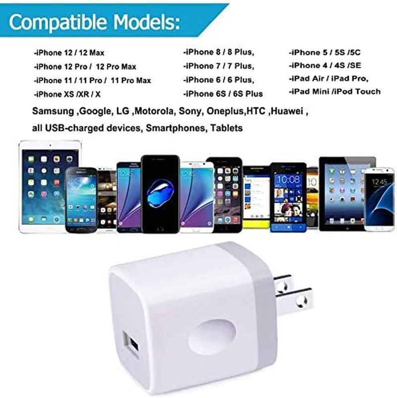 Iphone Wall Charger Adapter USB Charging, 5Pack Single Port USB Wall Plug in Phone Charger Cube Box Head Travel Power Blocks Brick Compatible Iphone SE/X/11 Pro Max, Samsung A20 S10 S9 S7 S6 HTC LG  Niniber   