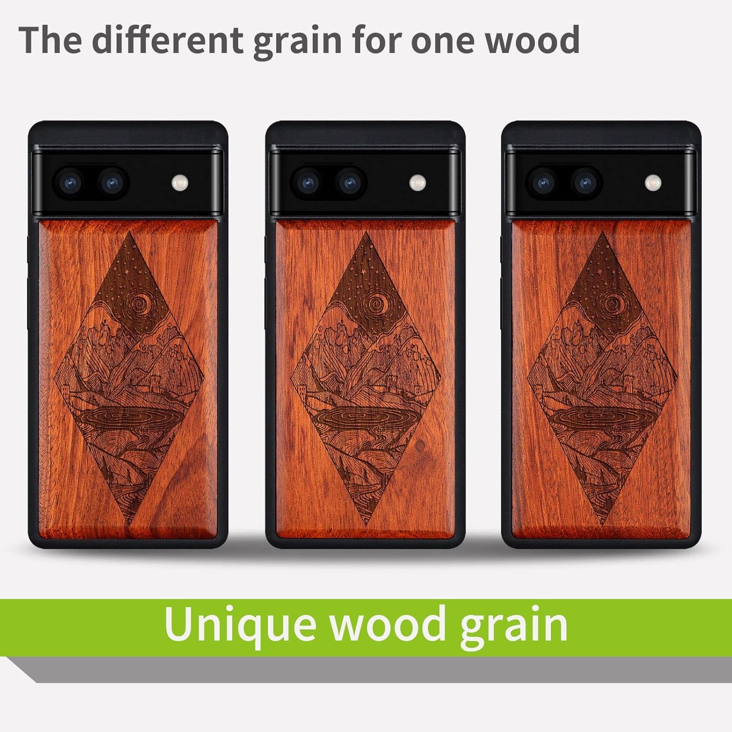Carveit Wood Case for Pixel 6A Case 2022 [Natural Wood & Black Soft TPU] Shockproof Protective Cover Unique & Classy Wooden Case Compatible with Google Pixel 6A Case (Starry Night-Rosewood)  Carveit   
