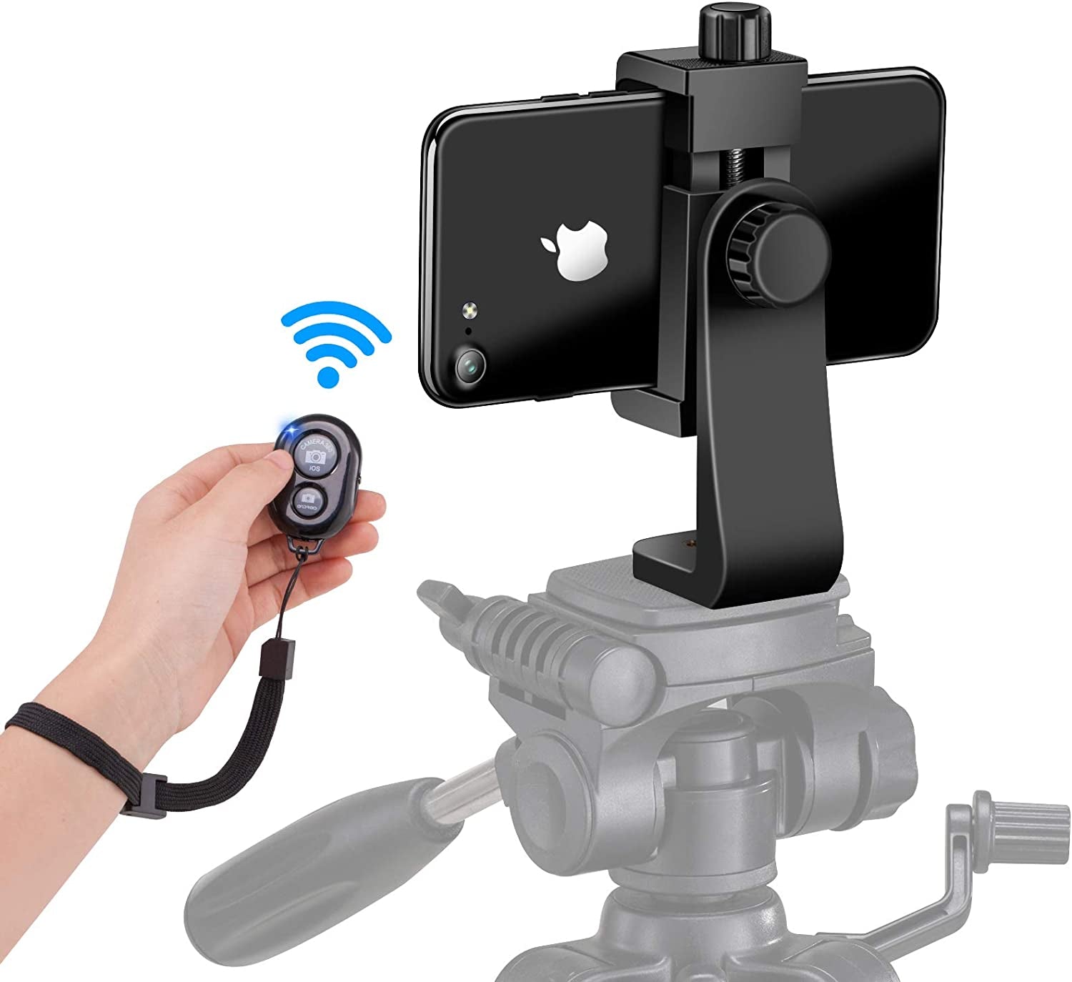 Phone Tripod Mount Adapter with Camera Remote and Wrist Strap, Universal Cell Phone Tripod Mount Holder, Swivel Design, Compatible with Iphone, Samsung, Selfie Monopod, for Taking Photos and Videos  SharingMoment Co.   