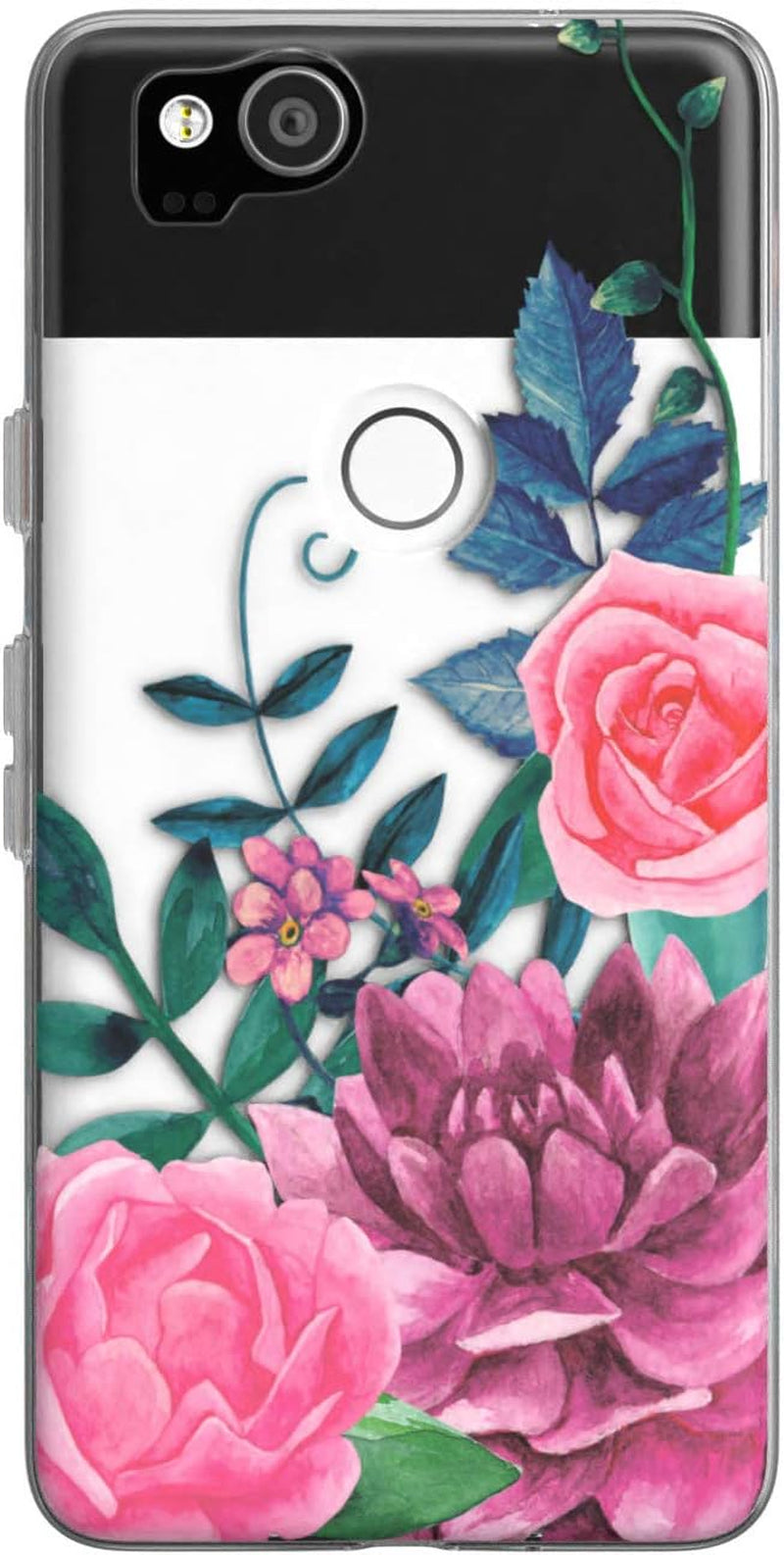 Toik Slim TPU Phone Case for Google Pixel XL 2 XL 3 XL 3A XL 4 XL 2019 Protective Gift Luxury Lightweight Girly Flowers Women Rose Design Flexible Floral Print Silicone Clear Anemone Cover Red  Toik Pink Blossom  