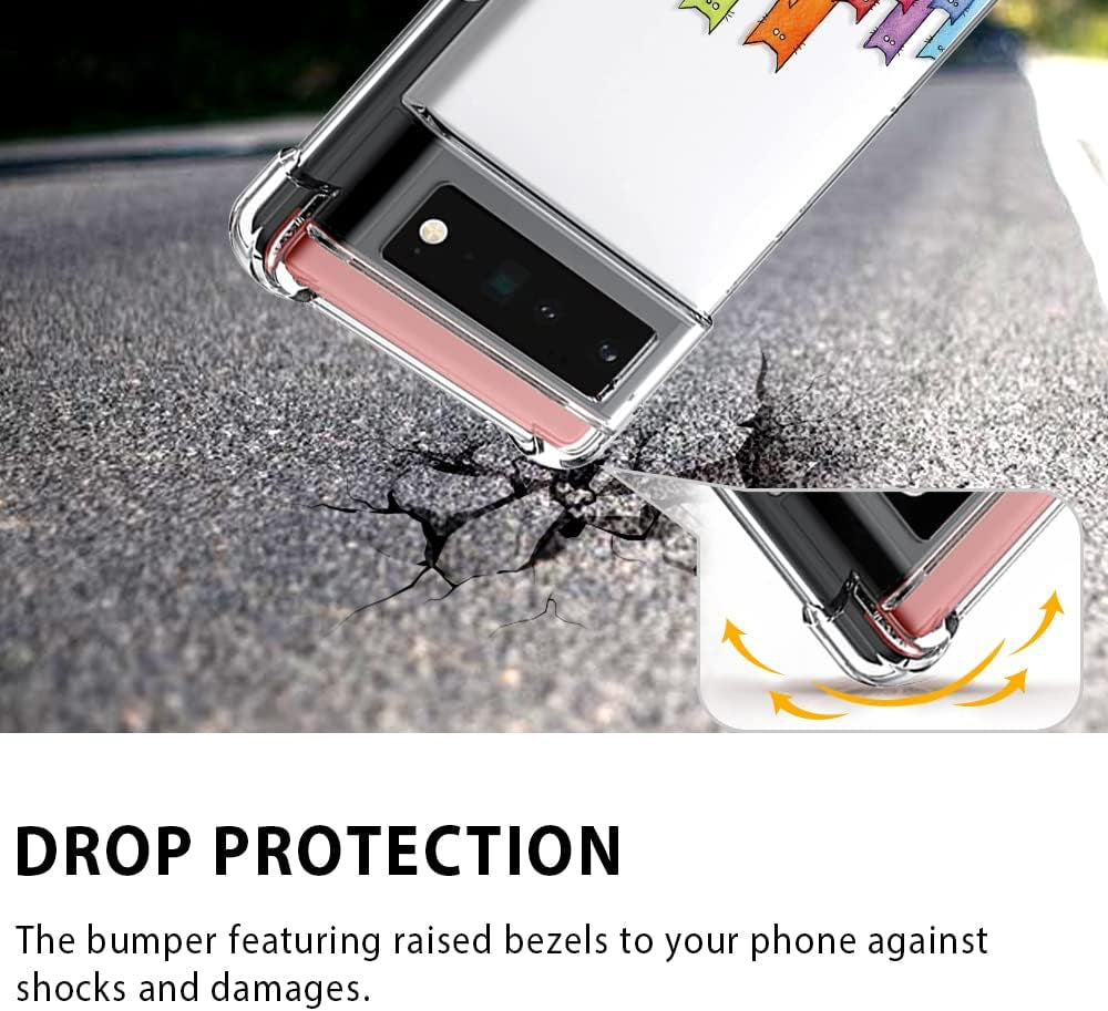 BEIMEITU for Google Pixel 6 Clear Case Kids Cute Cat Colored, Women Girls Kids Cartoon Cat Pattern Lovely Case Cover, Shockproof Protect Girly Phone Case for Google Pixel 6 6.4"  BEIMEITU   