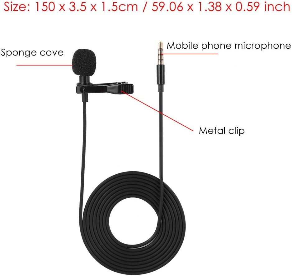 Lapel Microphone Condenser Mic，Small Mini Lavalier Lapel Omnidirectional Condenser Microphone for Samsung Android & Windows Smartphones  Tosuny   