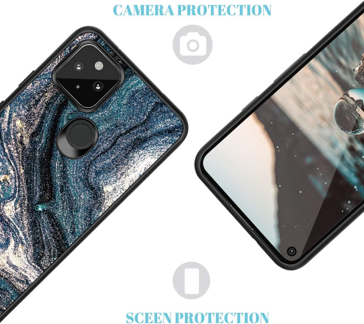 Pixel 4A 5G Case,Google Pixel 4A 5G Case,Casewind Marble Design Cute Thin Slim Fit Hard PC TPU Rugged Bumper Shockproof Hybrid Anti-Srcatch Protective Phone Case for Google Pixel 4A 5G,6.2",Navy Blue  Casewind   