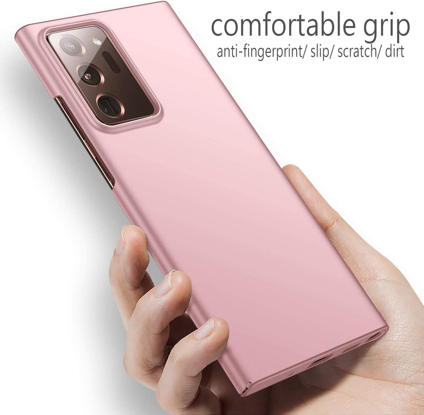 Phone Case for Samsung Galaxy Note 20 Slim Protective Galaxy Note 20 5G Case Matte Finish Non-Scratch Non-Fingerprint Mark Resistant Premium PC Hard Cover for Galaxy Note 20 (Pink)  Winpromise   