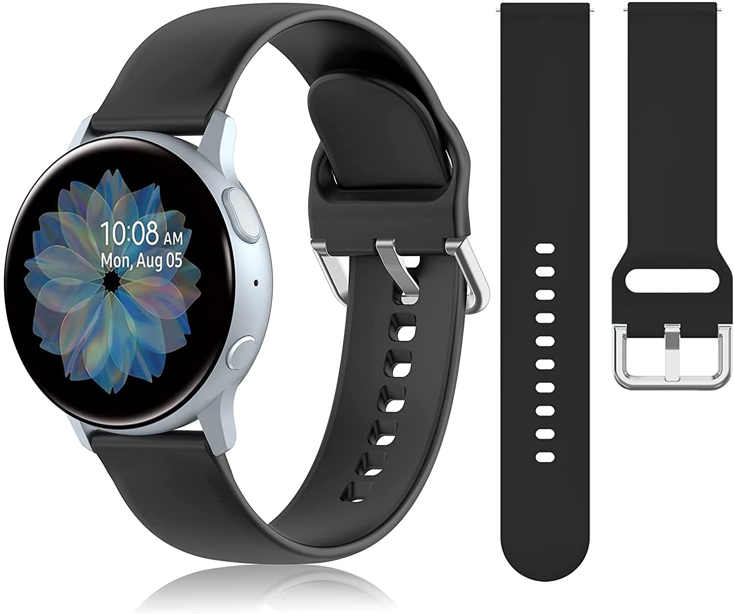 12 Pack Silicone Bands Compatible with Samsung Galaxy Watch Active 2 / Active 40Mm 44Mm / Galaxy Watch 5 & 5 Pro/Watch 4 & 3 41MM / 42Mm,Gear S2 Classic/Gear Sports (20Mm)(Silver Buckle)  EverAct   