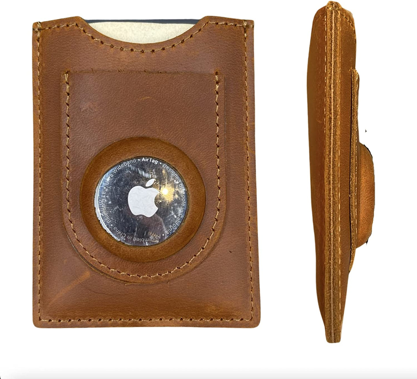 Lumberjack Plaid Genuine Leather Minimal Airtag Wallet Slim Front Pocket Card Holder RFID Blocking with Molded Airtag Slot | with Gift Box  Lumberjack Plaid   