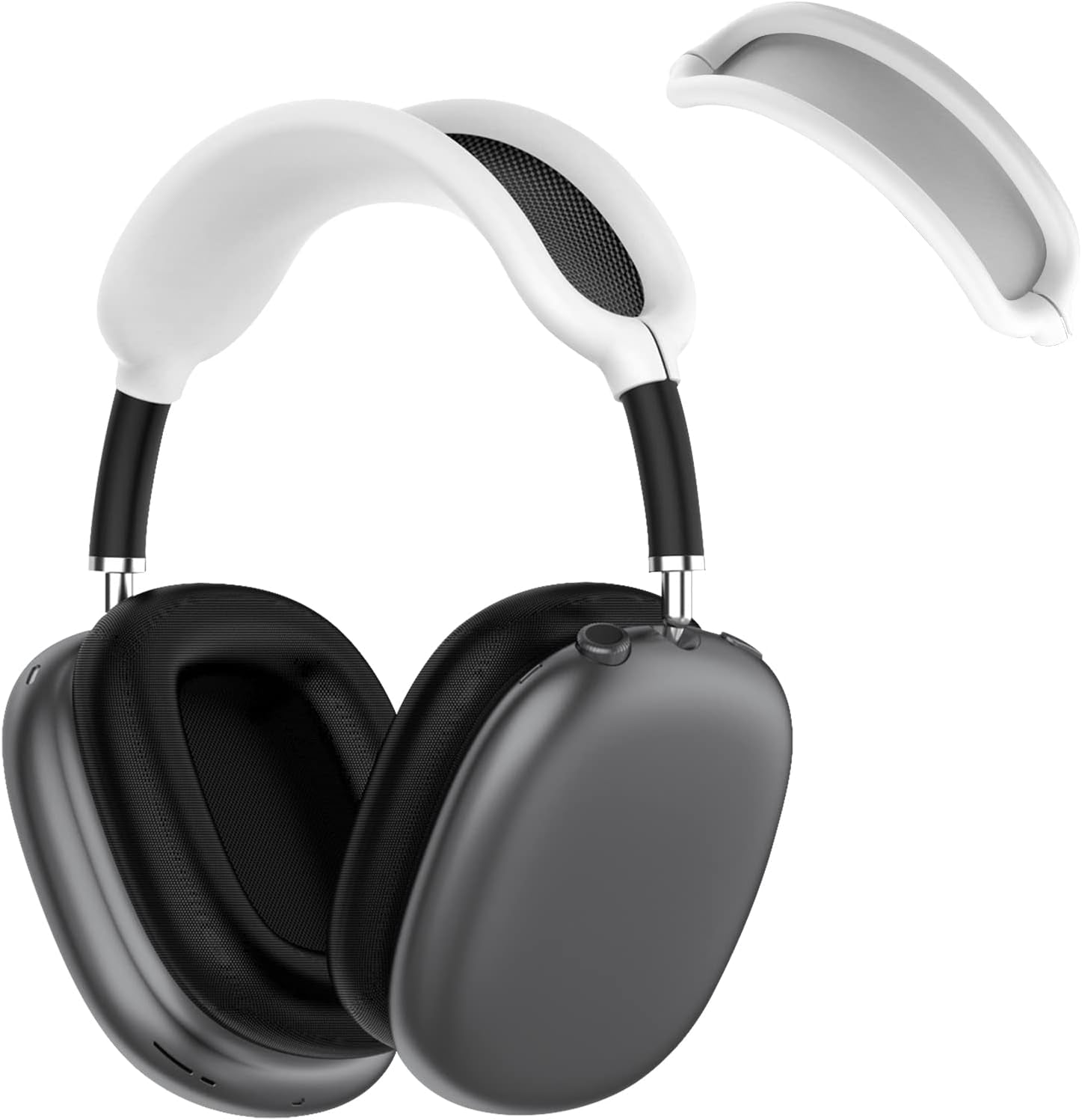 Seltureone Compatible for Airpods Max Headband Cushion, Silicone Earphone Protective Dustproof Sweat Proof Cover Accessories for Airpod Max Headphones Knit Mesh, Pink  Seltureone White  