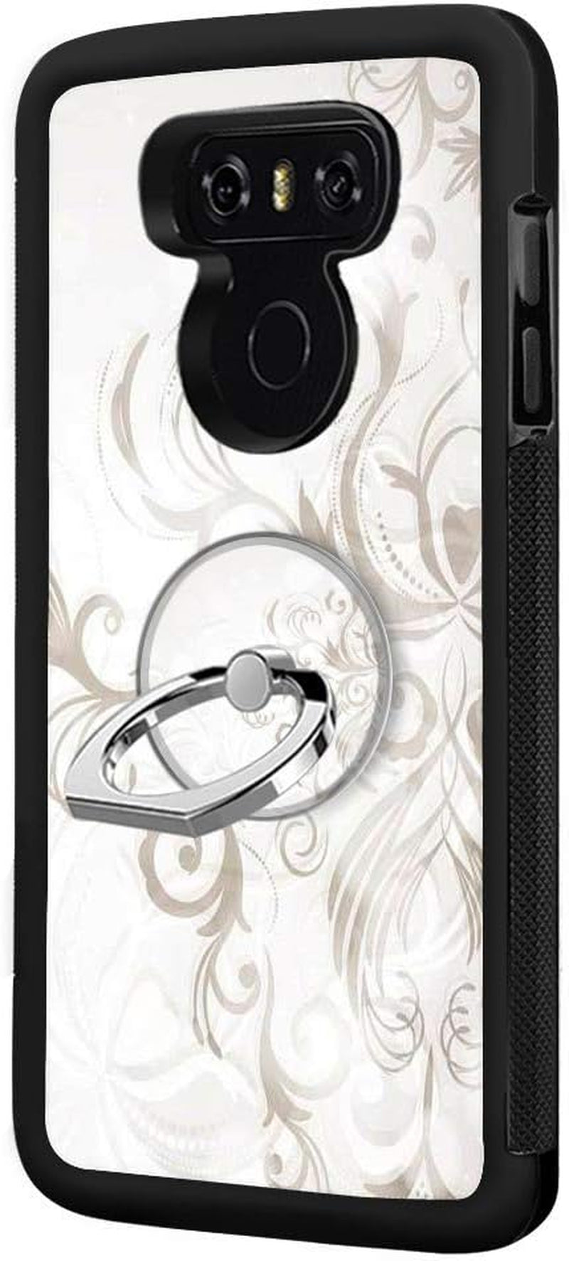 Designed for LG G6 Case,Silicone Slim Shockproof Phone Case with Metal Finger Ring Clasp Suitable for Men and Women, Butterfly  YQCi Flower1  