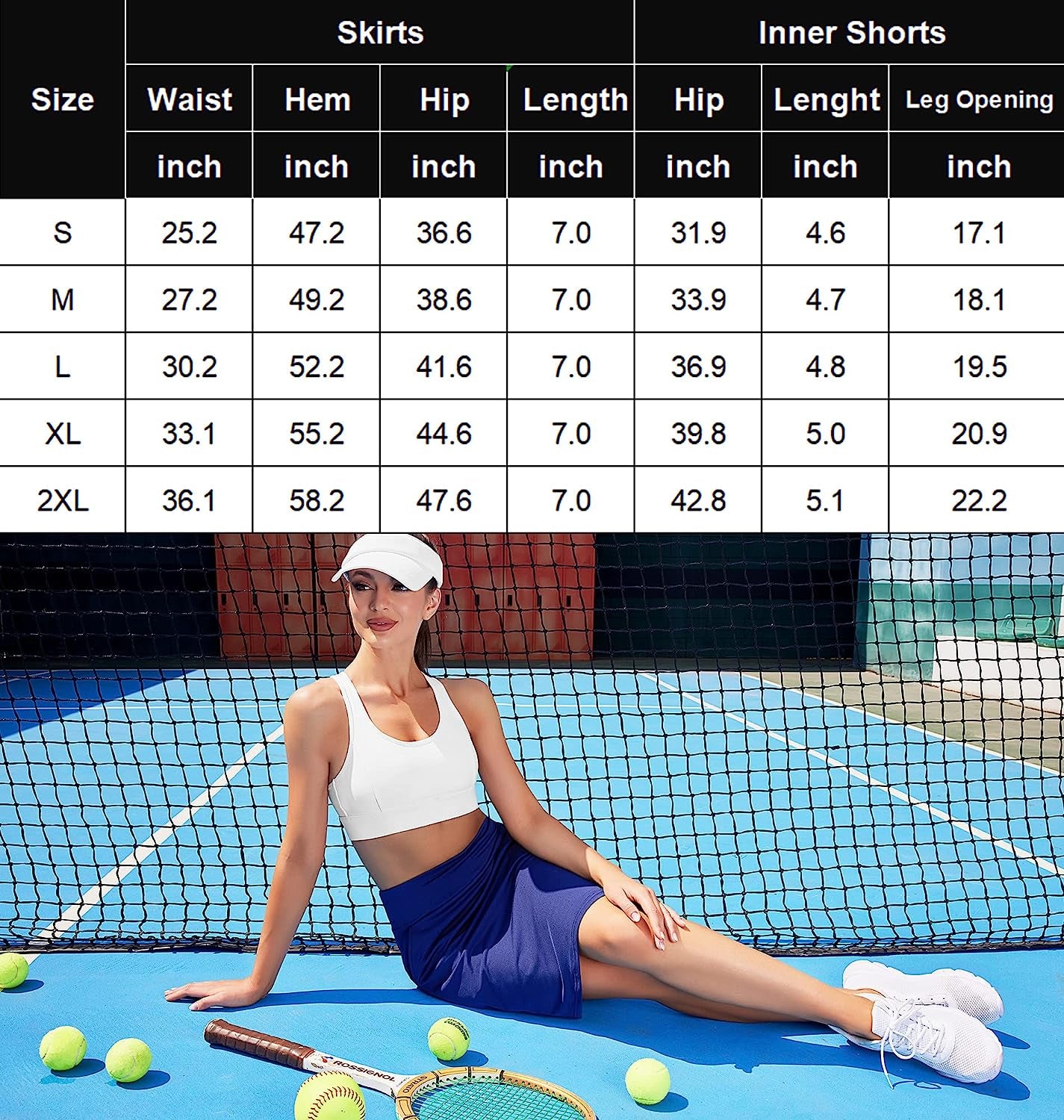 Women'S 20" Knee Length Tennis Skorts Skirts SPF Elastic Athletic Skorts with Shorts Golf Skirt with Pocket Casual Skorts  COOrun   