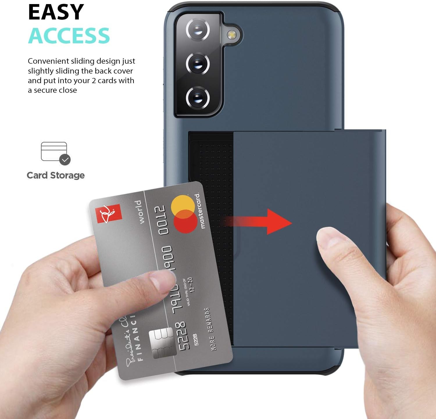 Zuslab Wallet Case Compatible with Samsung Galaxy S21 5G Phone Case with Card Holder Shockproof anti Scratch Compatible with Samsung Galaxy S21 5G with Screen Protector[X2Pack] Dark Blue  ZUSLAB   