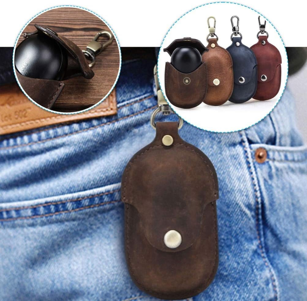 Compatible for Samsung Galaxy Buds Case Leather Shockproof Protective Earbuds Case with Stainless Keychain - Coffee  UKCOCO   
