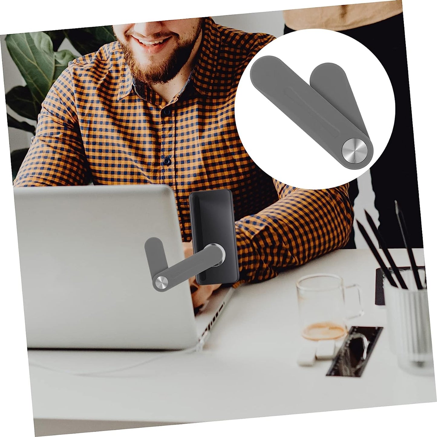 ULTECHNOVO Expand Mobile Phone Bracket PC Notebook Stand Portable Phone Stand Phone Mount for Monitor Laptop Magnetic Phone Holder Phone Side Mount Clip Laptop Arm for Phone Abs Desk  ULTECHNOVO   