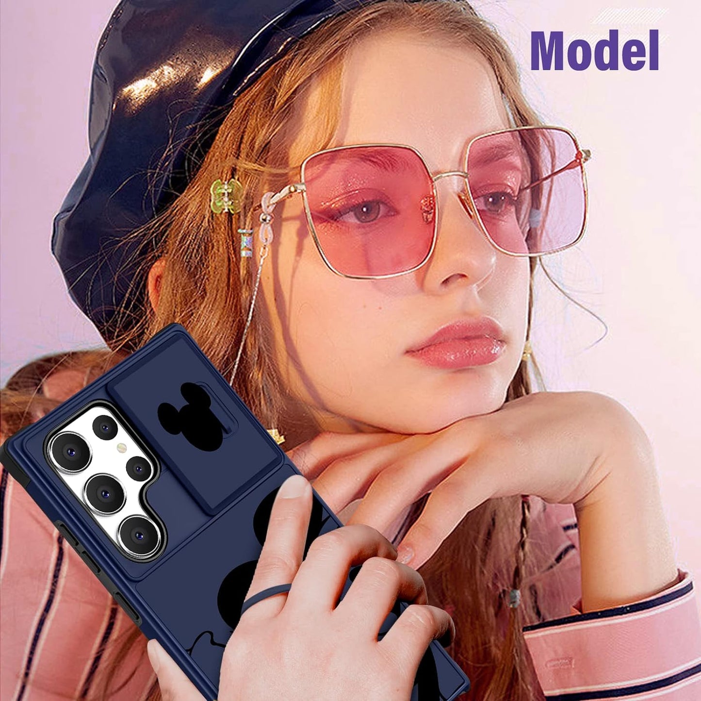 Oqpa for Samsung Galaxy S22 Ultra Case Cute Cartoon Case with Camera Cover+Ring Holder for Women Girly Girls Boys Kids Galaxy S22 Ultra Kawaii Funny Unique Case for Samsung S22 Ultra, Happy Miki  meitong2020   