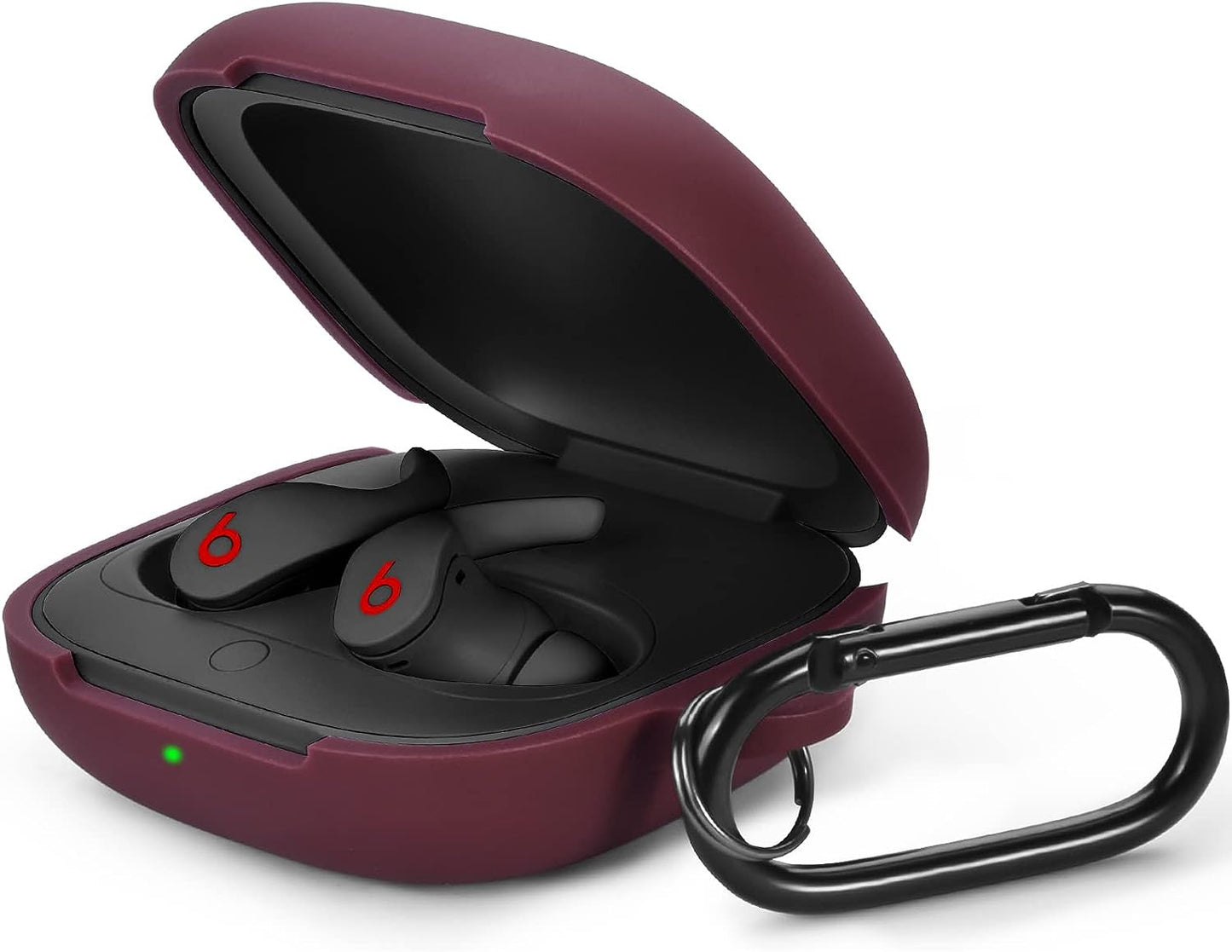 Beats Fit Pro Case Cover, AIRSPO Soft Silicone Case for Beats Fit Pro 2021 Shockproof Beats Fit Pro Earbuds Case Cover with Keychain (Black)  AIRSPO Burgundy  