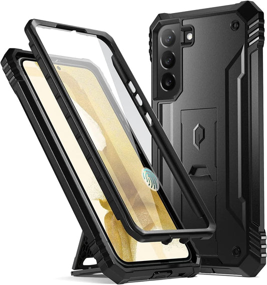 Poetic Revolution Case for Galaxy S22+ plus with Built-In Screen Protector, Work with Fingerprint ID, Full Body Rugged Shockproof Protective Cover Case with Kickstand for S22+ plus 5G 6.6 Inch, Black  Poetic   