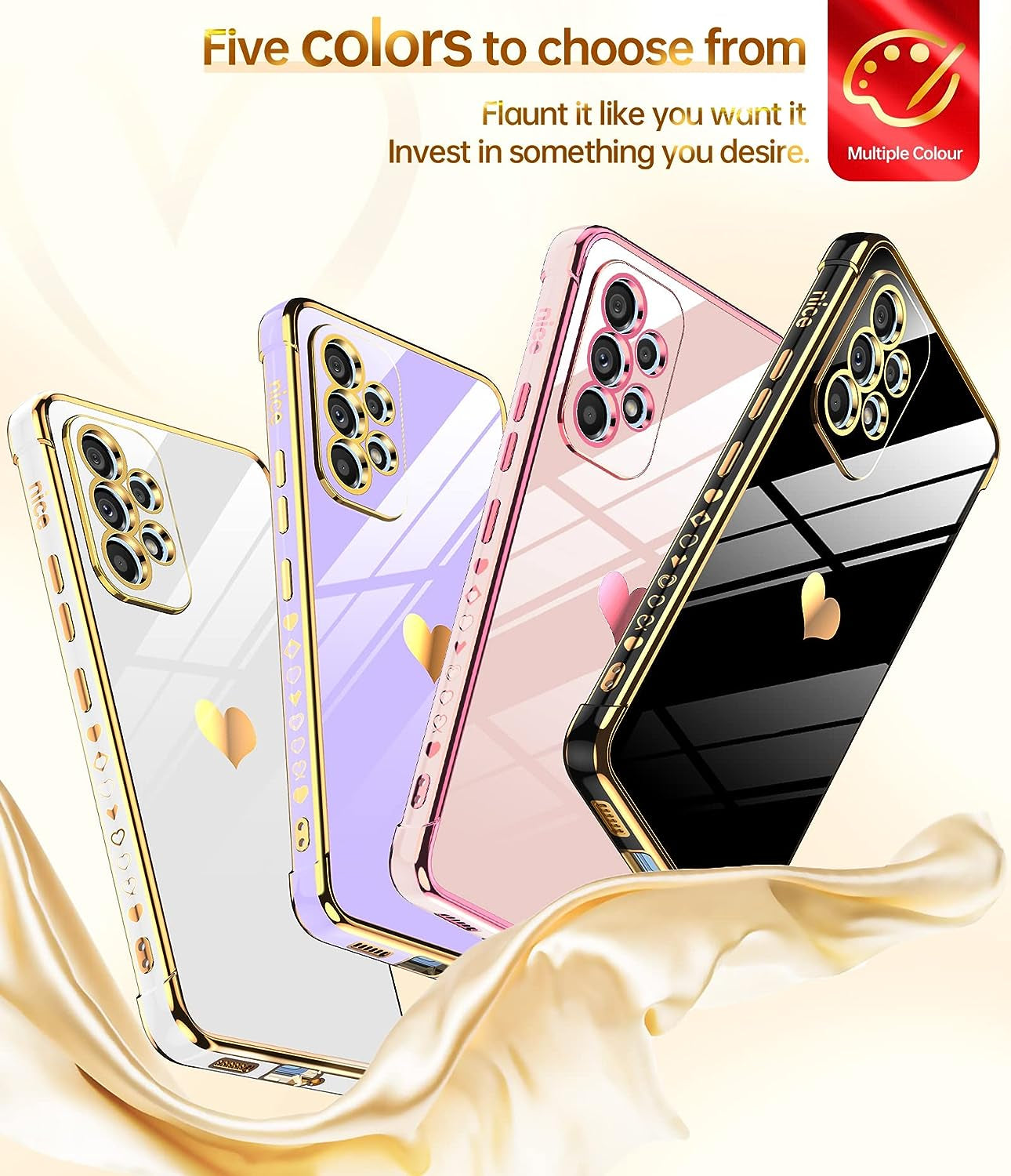 Leyi for Samsung A53 5G Case Galaxy A53 5G Case with Screen Protector [2 Pcs]+ Full Camera Protection, Love Heart Plating Girly Women Cute Luxury Soft TPU Case for Samsung A53 5G, Black  LeYi   