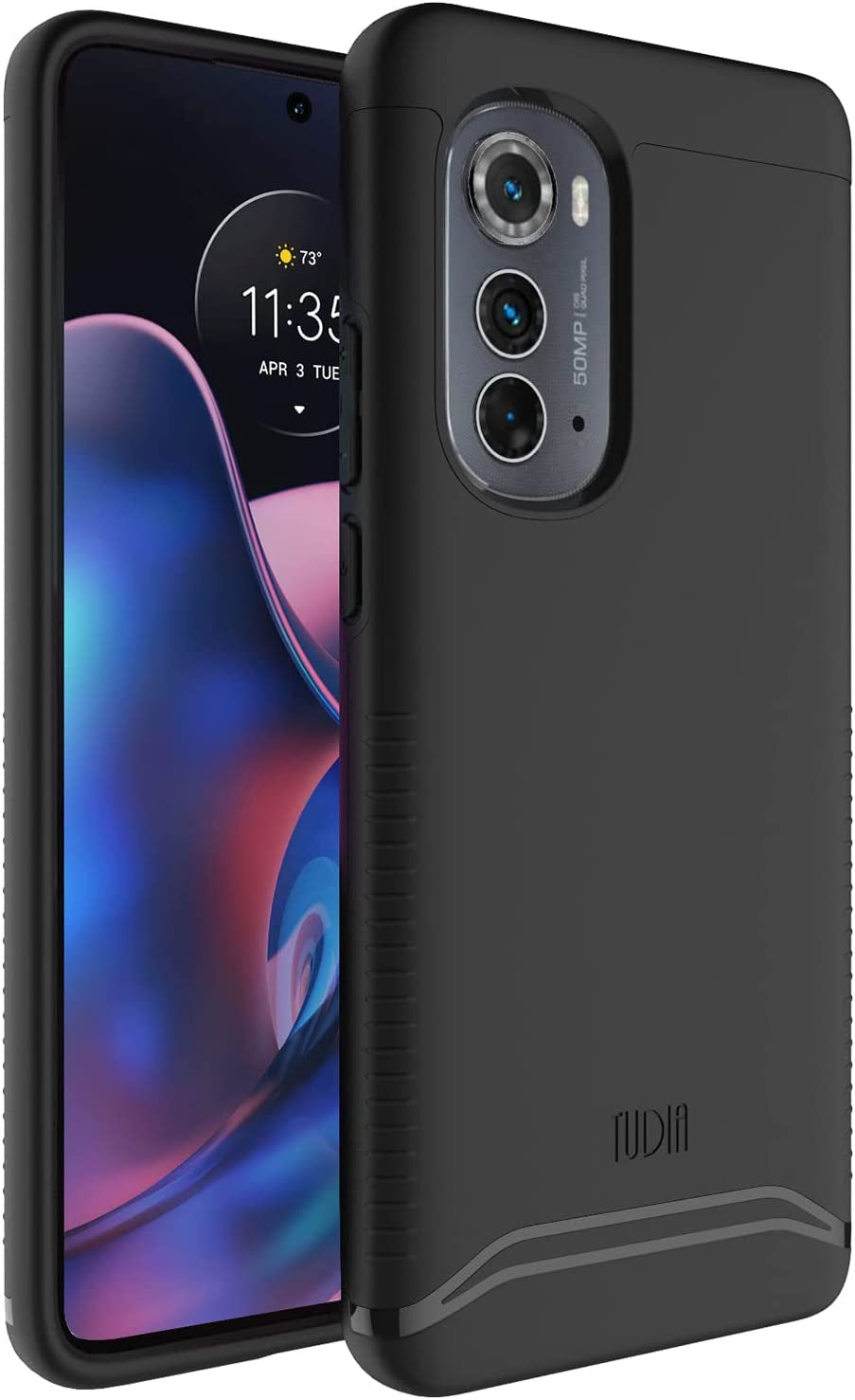 TUDIA Dualshield Designed for Motorola Edge 2022 Case, [Merge] Shockproof Military Grade Slim Dual Layer Heavy Duty Protection for Moto Edge 2022 Case - Metallic Slate  TUDIA Matte Black  