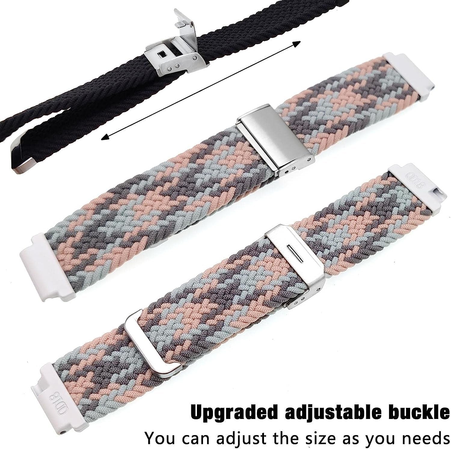 Abanen Braided Elastic Loop Watch Bands for Garmin Venu 2S / Vivoactive 4S / Vivomove 3S, 18Mm Elastic Soft Stretchy Nylon Quick Dry Women Wristband Strap for Forerunner 255S/255S Music  Abanen   