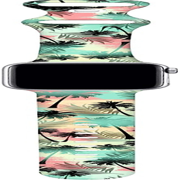 BACDOILQ Summer Watch Band Tropical Palm Tree Sea Turtle Smartwatch Bands Wristband Compatible with Watch 38Mm 40Mm 41Mm Soft Silicone Strap Replacement for Series 8/7/6/5/4/3/2/1/SE  BACDOILQ   