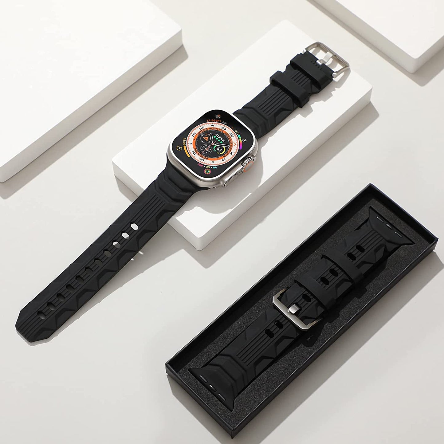 Bandiction Sport Band Compatible with Apple Watch Ultra Band 49Mm 45Mm 44Mm 42Mm, Soft Silicone Replacement Strap for Iwatch Series 8/7/6/5/4/3/2/1/Se/Ultra, Designed for Men  Bandiction   